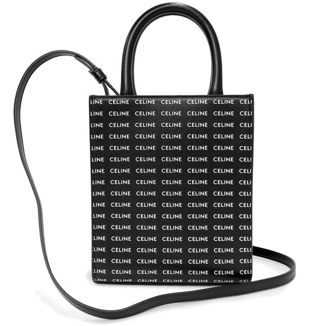 （新品・未使用品）CELINE セリーヌ 194372DT2 ミニ バーティカル カバ ロゴ キャンバス レザー ブラック 2way 斜め掛け ショルダー ハンドバッグ ゴールド金具 84,700円