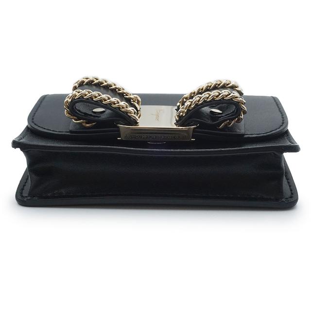（新品・未使用品）Salvatore Ferragamo サルヴァトーレフェラガモ 22D760 ヴァラ リボン カーフスキン ネロ ブラック キーリング付き カードケース 名刺入れ 定期入れ パスケース レザー ゴールド金具_6