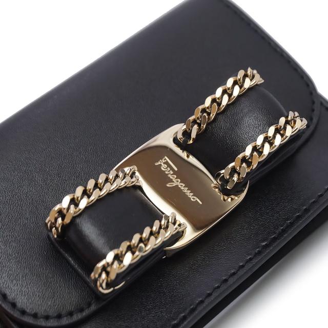 （新品・未使用品）Salvatore Ferragamo サルヴァトーレフェラガモ 22D760 ヴァラ リボン カーフスキン ネロ ブラック キーリング付き カードケース 名刺入れ 定期入れ パスケース レザー ゴールド金具_8