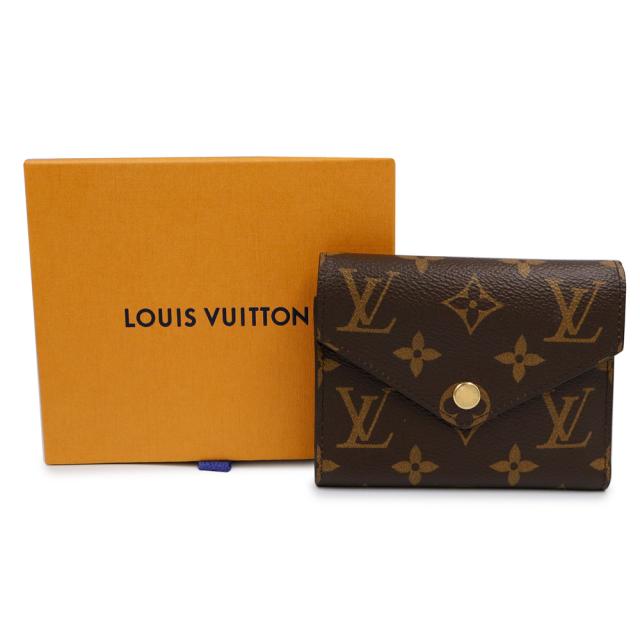 （美品）LOUIS VUITTON ルイ ヴィトン M62472 ポルトフォイユ ヴィクトリーヌ モノグラム グレインレザー ブラウン 三つ折り財布 ゴールド金具 箱付_1