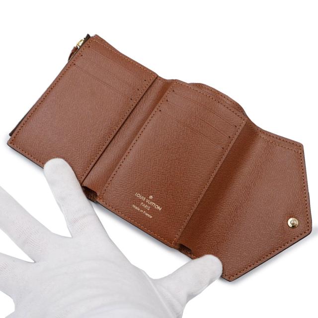 （美品）LOUIS VUITTON ルイ ヴィトン M62472 ポルトフォイユ ヴィクトリーヌ モノグラム グレインレザー ブラウン 三つ折り財布 ゴールド金具 箱付_2