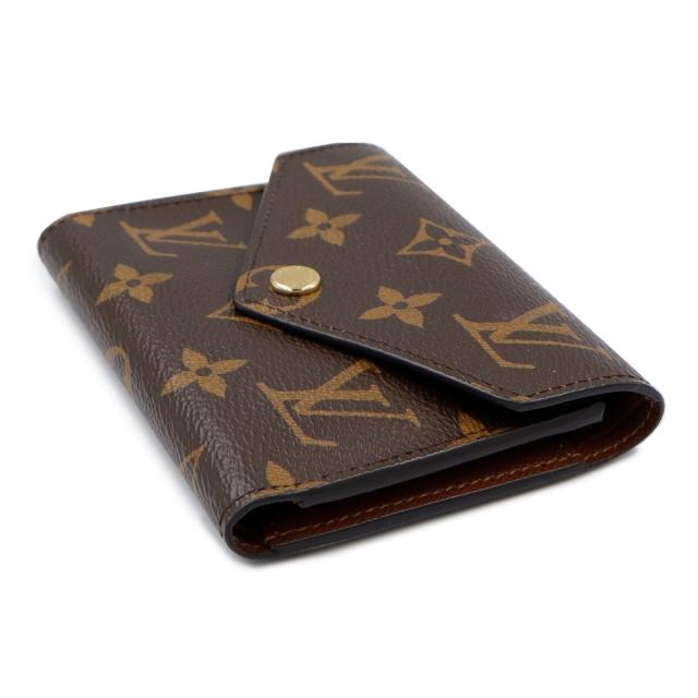 （美品）LOUIS VUITTON ルイ ヴィトン M62472 ポルトフォイユ ヴィクトリーヌ モノグラム グレインレザー ブラウン 三つ折り財布 ゴールド金具 箱付_6