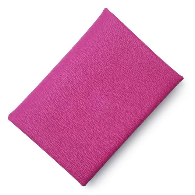 （新品・未使用品）HERMES エルメス カルヴィ デュオ コンパクト シェーブルミゾール マグノリア ピンク パープル W刻印 コインケース 小銭入れ 財布 カードケース 名刺入れ 定期入れ パスケース シェブル レザー シルバー金具 箱付