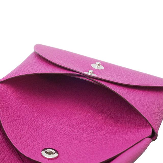 （新品・未使用品）HERMES エルメス カルヴィ デュオ コンパクト シェーブルミゾール マグノリア ピンク パープル W刻印 コインケース 小銭入れ 財布 カードケース 名刺入れ 定期入れ パスケース シェブル レザー シルバー金具 箱付