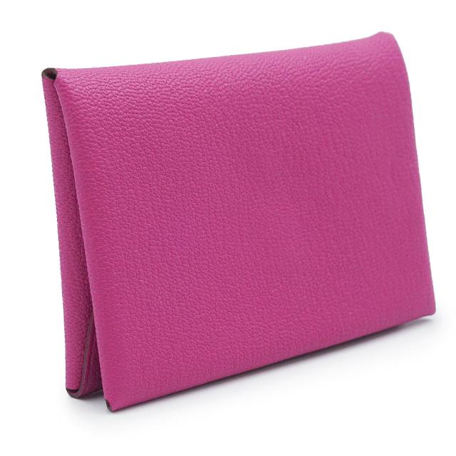（新品・未使用品）HERMES エルメス カルヴィ デュオ コンパクト シェーブルミゾール マグノリア ピンク パープル W刻印 コインケース 小銭入れ 財布 カードケース 名刺入れ 定期入れ パスケース シェブル レザー シルバー金具 箱付