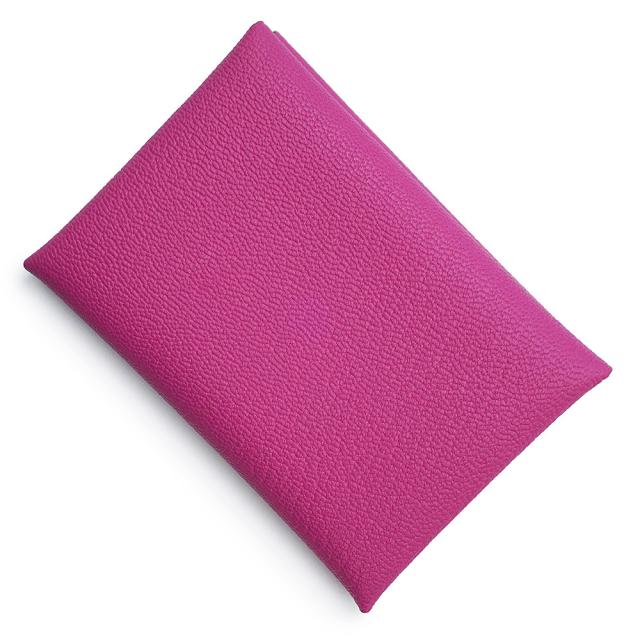 （新品・未使用品）HERMES エルメス カルヴィ デュオ コンパクト シェーブルミゾール マグノリア ピンク パープル W刻印 コインケース 小銭入れ 財布 カードケース 名刺入れ 定期入れ パスケース シェブル レザー シルバー金具 箱付