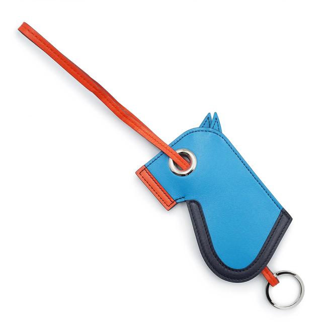 （新品・未使用品）HERMES エルメス カマイユ ヴォータデラクト ブルーザンジバル オレンジポピー A刻印 マルチ キーリング バッグチャーム レザー シルバー金具 箱付_4