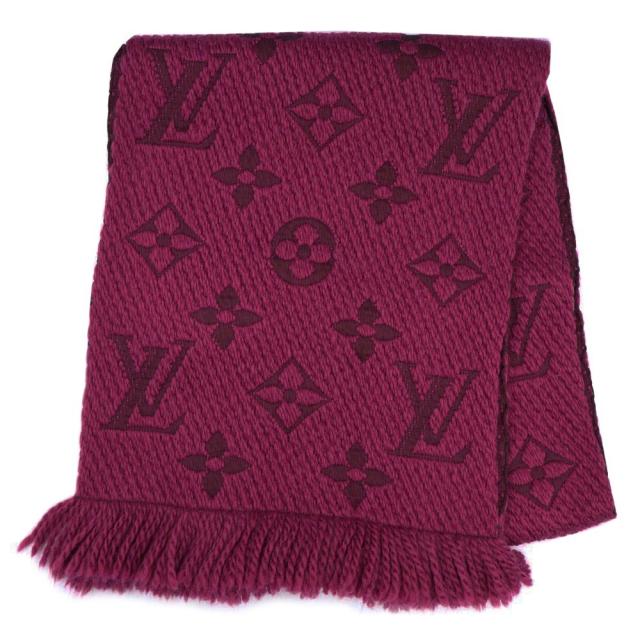 （美品）LOUIS VUITTON ルイ ヴィトン M75503 エシャルプ ロゴマニア ウール94% シルク6% パープル セリーズ マフラー ストール