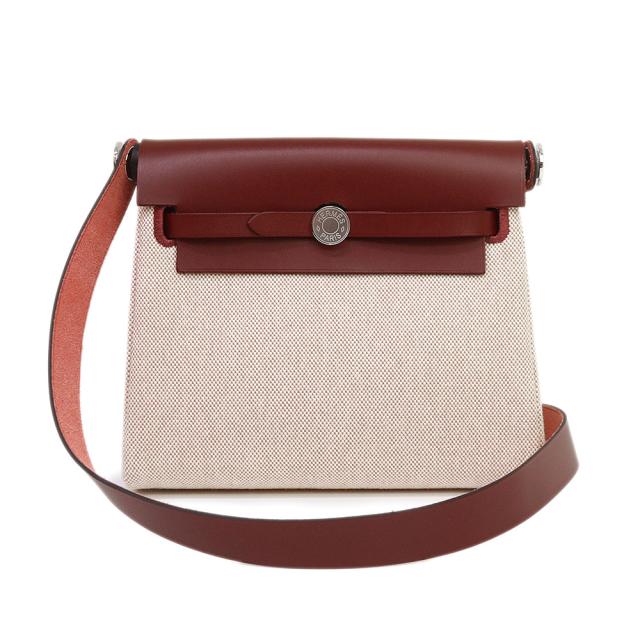 （新品・未使用品）HERMES エルメス エールバッグジップ 20 ミニ トワルアッシュ ヴァッシュハンター エクリュ ベージュ ルージュアッシュ レッド K刻印 ショルダーバッグ 斜め掛け キャンバス レザー シルバー金具 箱付