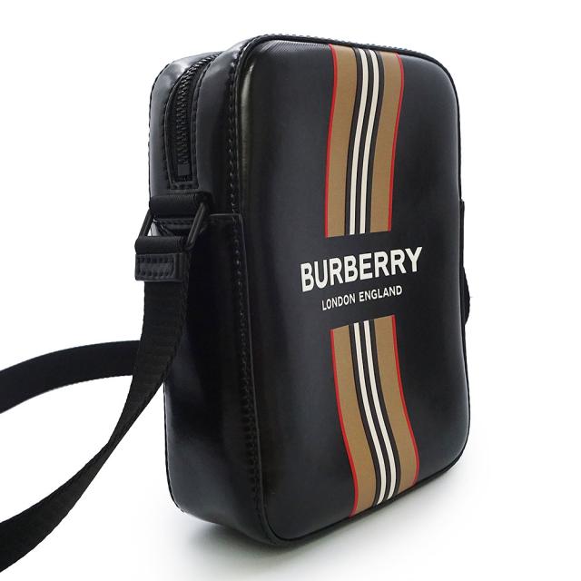 （未使用　展示品）BURBERRY バーバリー 8030016 THORNTON ソーントン アイコン ストライプ コーティングキャンバス ブラック ショルダーバッグ 斜め掛け ブラック金具_2