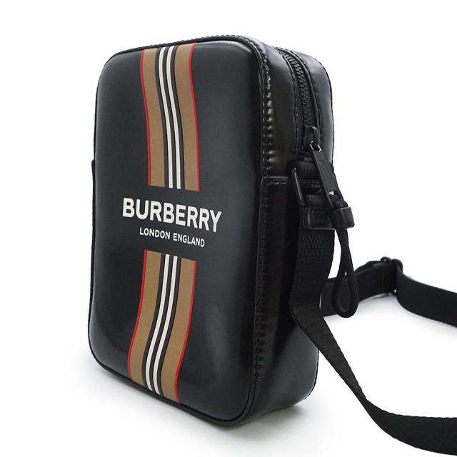 （未使用　展示品）BURBERRY バーバリー 8030016 THORNTON ソーントン アイコン ストライプ コーティングキャンバス ブラック ショルダーバッグ 斜め掛け ブラック金具_3