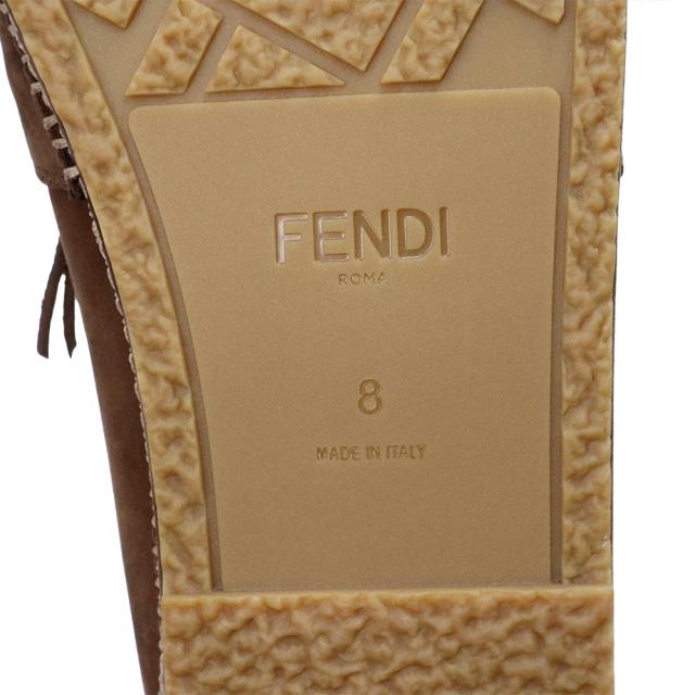 （未使用保管品）FENDI フェンディ 7P1589 O Lock モカシン フリンジ ヌバック ブラウン ローファー シューズ 靴 #8 27cm レザー ゴールド金具_6