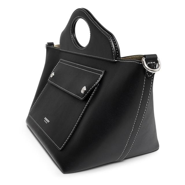 （未使用　展示品）BURBERRY バーバリー 8040123 ミニ ソフトポケット トート カーフスキン レザー ブラック 2Way ショルダー ハンドバッグ 斜め掛け シルバー金具_4