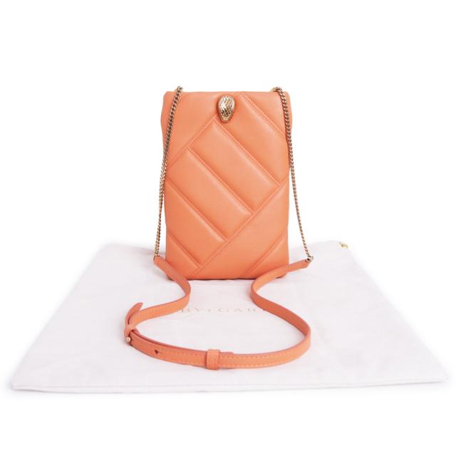 （未使用　展示品）BVLGARI ブルガリ セルペンティ カボション スマホケース カーフスキン オレンジ ショルダーバッグ 斜め掛け レザー ゴールド金具_1