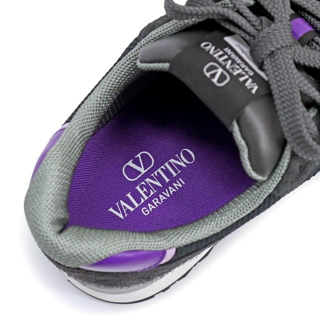 （未使用保管品）Valentino Garavani ヴァレンティノ ガラヴァーニ 3Y2S0H17TAE Vロゴ スウェード レザー メッシュ ブラック パープル グレー スニーカー シューズ 靴 #43 28cm_8