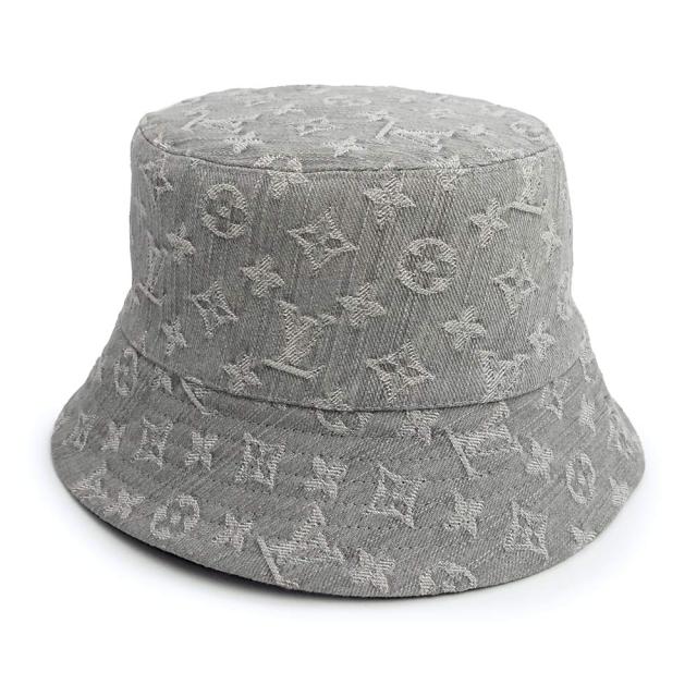 （美品）LOUIS VUITTON ルイ ヴィトン M7952M デニム バケット ハット リバーシブル コットン100％ ウォッシュドグレー ブラック 帽子 Sサイズ_1