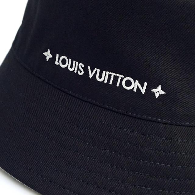 （美品）LOUIS VUITTON ルイ ヴィトン M7952M デニム バケット ハット リバーシブル コットン100％ ウォッシュドグレー ブラック 帽子 Sサイズ_5