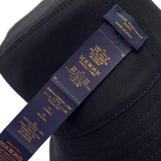 （美品）LOUIS VUITTON ルイ ヴィトン M7952M デニム バケット ハット リバーシブル コットン100％ ウォッシュドグレー ブラック 帽子 Sサイズ_8