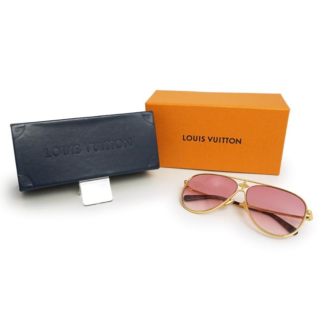（中古）LOUIS VUITTON ルイ ヴィトン Z1868U LV スター パイロット メタル ゴールド ピンクグラデーション アイウェア メガネ 眼鏡 サングラス 箱付