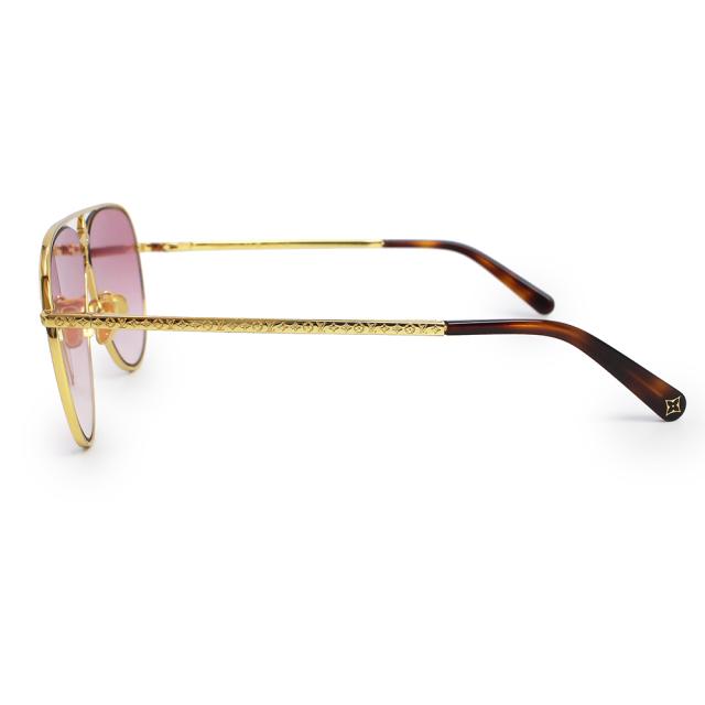 （中古）LOUIS VUITTON ルイ ヴィトン Z1868U LV スター パイロット メタル ゴールド ピンクグラデーション アイウェア メガネ 眼鏡 サングラス 箱付