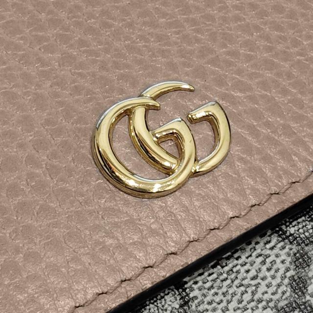 （美品）GUCCI グッチ 598587 GGマーモント ダブルG バイカラー ミディアム ウォレット GGスプリームキャンバス レザー ベージュ ダスティピンク 二つ折り財布 ゴールド金具_10