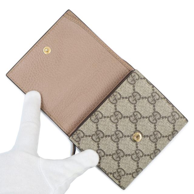 （美品）GUCCI グッチ 598587 GGマーモント ダブルG バイカラー ミディアム ウォレット GGスプリームキャンバス レザー ベージュ ダスティピンク 二つ折り財布 ゴールド金具_1