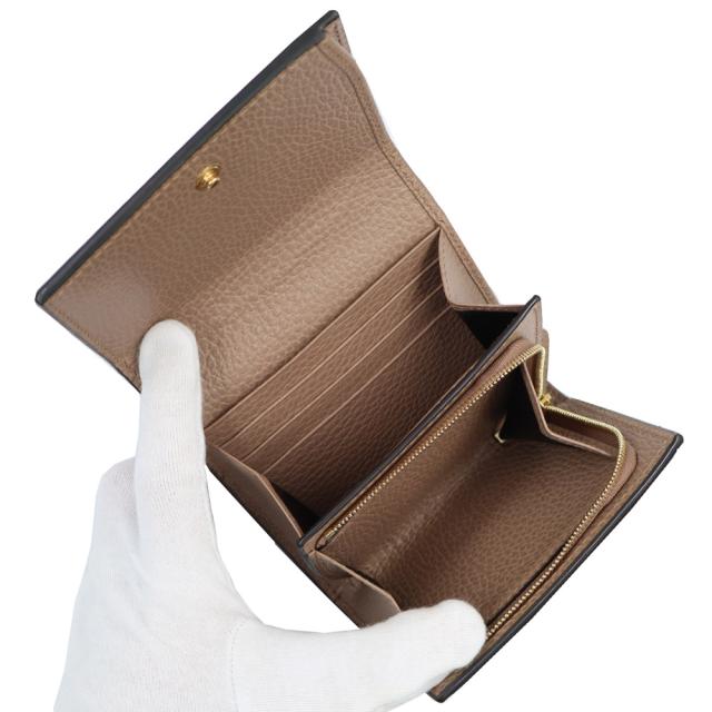 （美品）GUCCI グッチ 598587 GGマーモント ダブルG バイカラー ミディアム ウォレット GGスプリームキャンバス レザー ベージュ ダスティピンク 二つ折り財布 ゴールド金具_2
