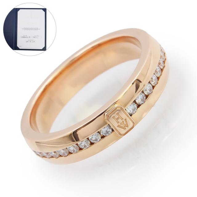 （美品）HARRY WINSTON ハリーウィンストン WBDRRDLGHWL HWロゴ K18RG 750 ダイヤモンド ローズゴールド リング 指輪 #18.5号 保証書付