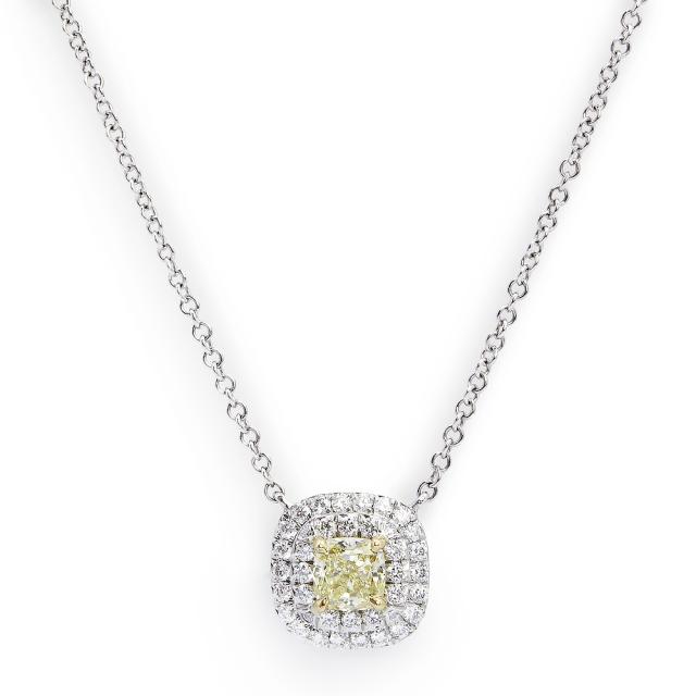 （未使用　展示品）TIFFANY&amp;Co. ティファニー ソレスト Pt950 K18YG 750 イエローダイヤモンド 0.33ct 39Pホワイトダイヤモンド ファンシーイエロー シルバー イエローゴールド ネックレス ペンダント 箱付