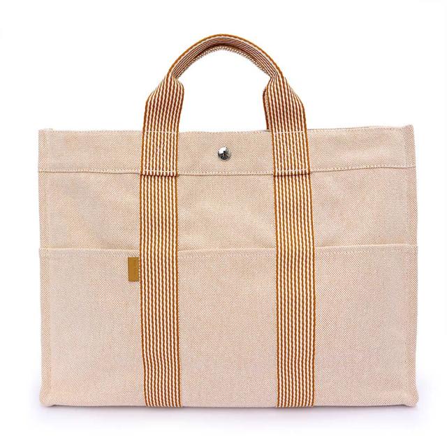 （未使用　展示品）HERMES エルメス ニューフールトゥ MM トート トワルアッシュ オレンジ ハンドバッグ キャンバス シルバー金具