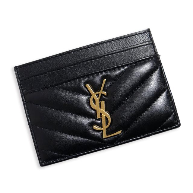 （新品・未使用品）SAINT LAURENT PARIS サンローランパリ 423291 カサンドラ マトラッセ ラムスキン ブラック カードケース 名刺入れ 定期入れ パスケース レザー ゴールド金具 箱付