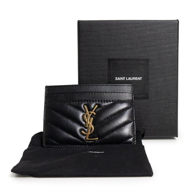 （新品・未使用品）SAINT LAURENT PARIS サンローランパリ 423291 カサンドラ マトラッセ ラムスキン ブラック カードケース 名刺入れ 定期入れ パスケース レザー ゴールド金具 箱付_1