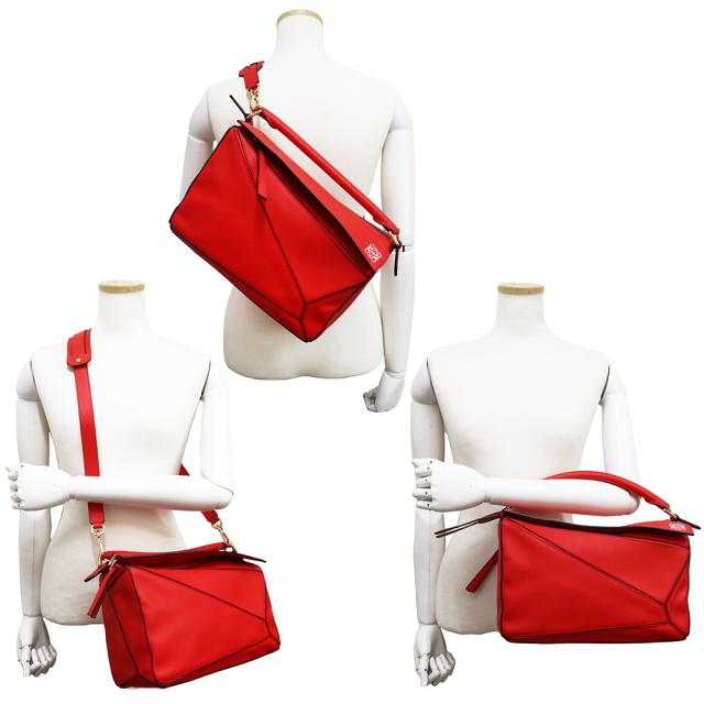 （未使用　展示品）LOEWE ロエベ 322.30.K74 パズルバッグ ミディアム クラシックカーフ レッド 3WAY ショルダー ハンド ボディバッグ 斜め掛け レザー ゴールド金具_7