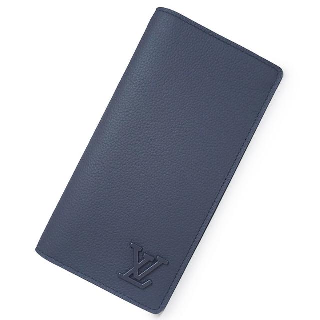 （新品・未使用品）LOUIS VUITTON ルイ ヴィトン M81810 LV アエログラム ポルトフォイユ ブラザ NM グレインカーフレザー マリーヌ ネイビー 二つ折り長財布 シルバー金具 箱付