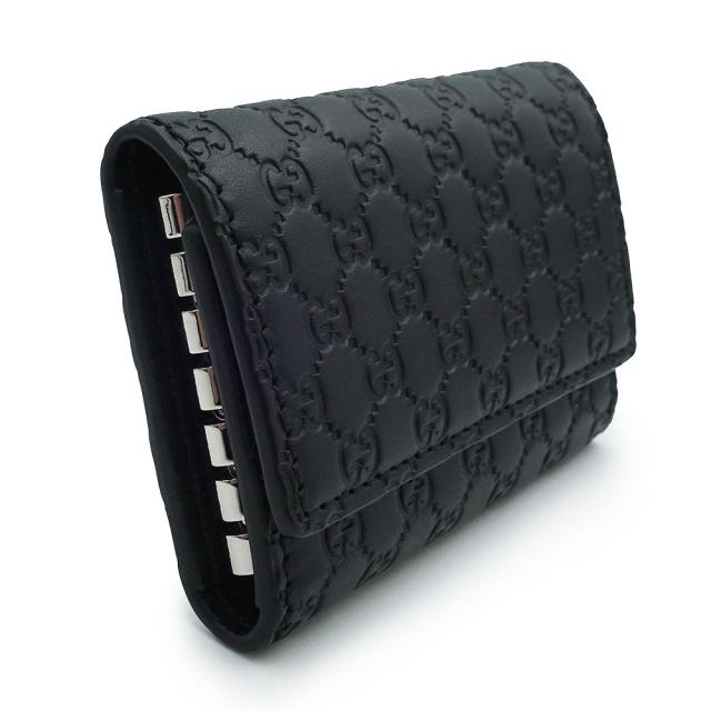 （未使用　展示品）GUCCI グッチ 150402 シグネチャー マイクログッチシマレザー ブラック 6連 キーケース シルバー金具_2