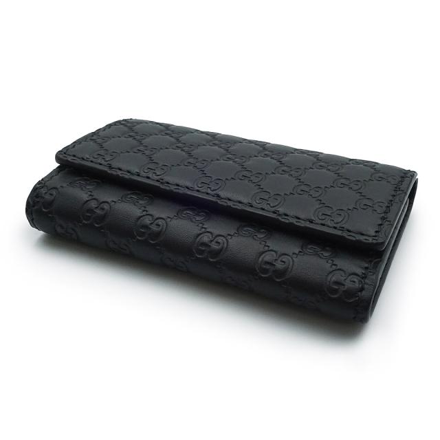 （未使用　展示品）GUCCI グッチ 150402 シグネチャー マイクログッチシマレザー ブラック 6連 キーケース シルバー金具_4