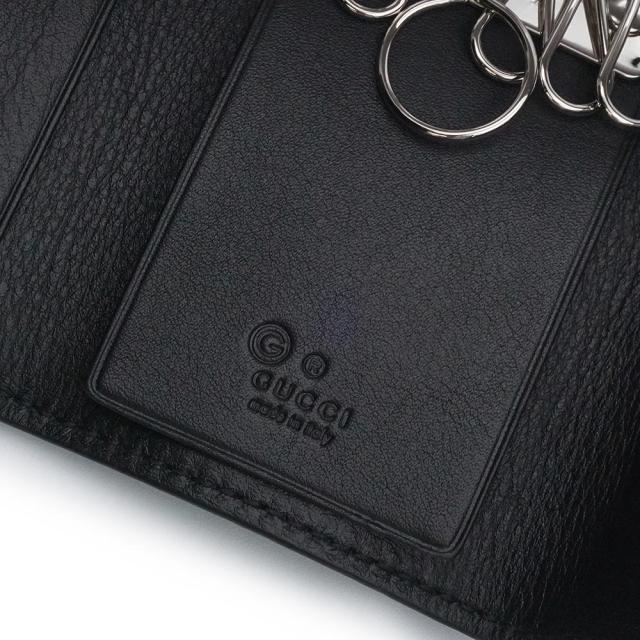 （未使用　展示品）GUCCI グッチ 150402 シグネチャー マイクログッチシマレザー ブラック 6連 キーケース シルバー金具_5