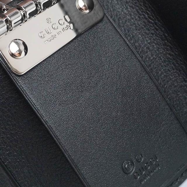 （未使用　展示品）GUCCI グッチ 150402 シグネチャー マイクログッチシマレザー ブラック 6連 キーケース シルバー金具_7