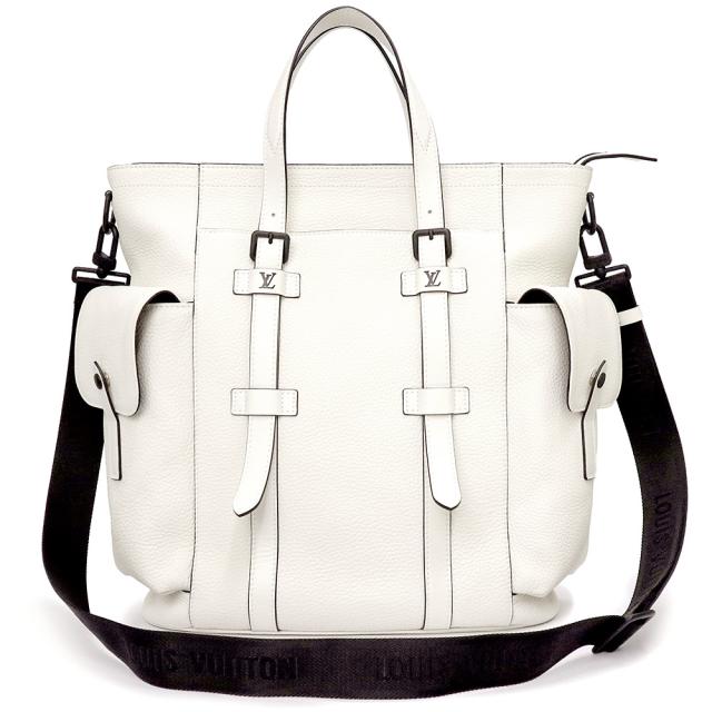 （未使用　展示品）LOUIS VUITTON ルイ ヴィトン M58477 クリストファー トート トリヨンレザー ブロン ホワイト 2way 斜め掛け ショルダー ハンドバッグ マットブラック金具