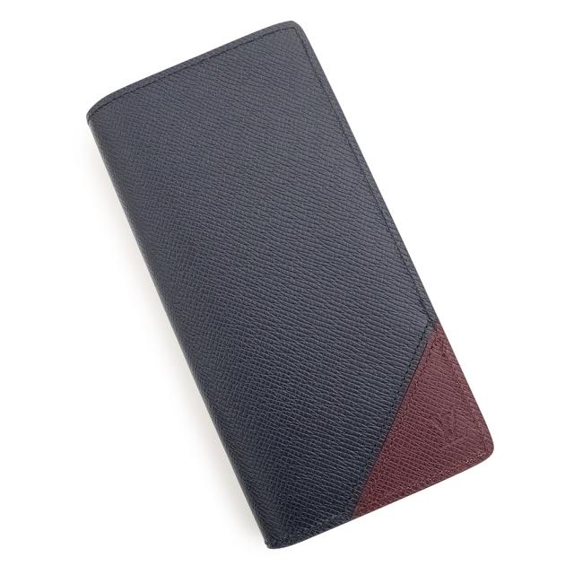 （新品・未使用品）LOUIS VUITTON ルイ ヴィトン M30980 ポルトフォイユ ブラザ NM タイガ ネイビー ボルドー 二つ折り長財布 レザー シルバー金具 箱付