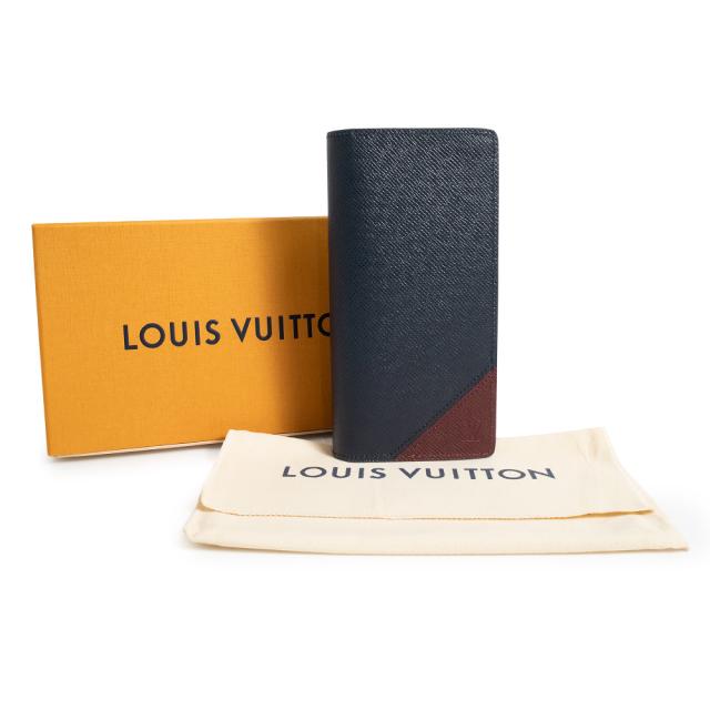 （新品・未使用品）LOUIS VUITTON ルイ ヴィトン M30980 ポルトフォイユ ブラザ NM タイガ ネイビー ボルドー 二つ折り長財布 レザー シルバー金具 箱付_1