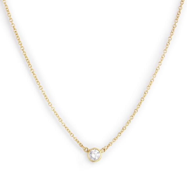 （中古）TIFFANY&Co. ティファニー エルサ ペレッティ バイザヤード ペンダント K18YG 750 1Pダイヤ ゴールド ネックレス