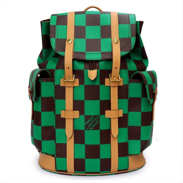 （未使用　展示品）LOUIS VUITTON ルイ ヴィトン N40564 クリストファー MM ダミエポップ キャンバス グリーン ブラウン リュック デイパック バックパック ゴールド金具