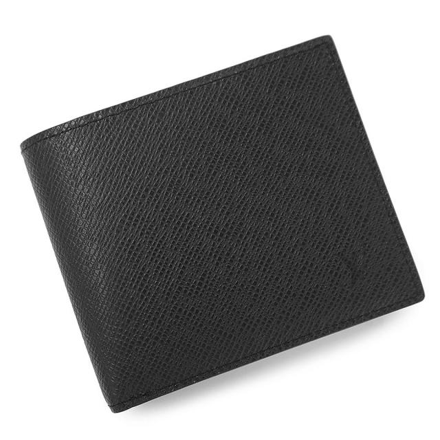 （未使用　展示品）LOUIS VUITTON ルイ ヴィトン M62045 ポルトフォイユ アメリゴ NM タイガ ノワール ブラック 二つ折り財布 レザー シルバー金具 イニシャル入り 箱付