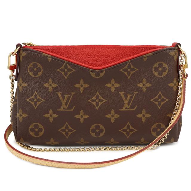 （未使用　展示品）LOUIS VUITTON ルイ ヴィトン M41638 パラス クラッチ チェーン 2WAY モノグラム スリーズ レッド ブラウン ショルダー ハンドバッグ 斜め掛け ゴールド金具 箱付