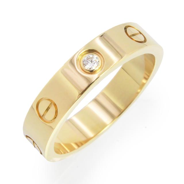 （美品）Cartier カルティエ B4056100 スモールモデル ミニ ラブ リング K18YG 750 1Pダイヤモンド 0.02ct イエローゴールド リング 指輪 50 #10号 ギャラ 保証書付 箱付