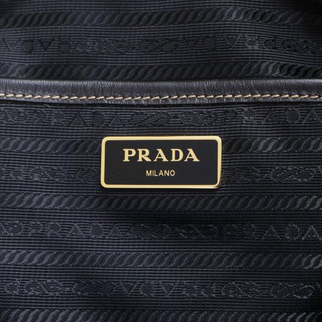 （美品）PRADA プラダ 1BA579 カーフスキン ロゴジャガード コルダ ネロ ブラウン ブラック 2way ショルダー 斜め掛け トートバッグ レザー ゴールド金具_9