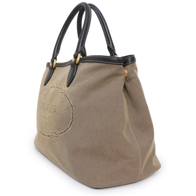 （美品）PRADA プラダ 1BA579 カーフスキン ロゴジャガード コルダ ネロ ブラウン ブラック 2way ショルダー 斜め掛け トートバッグ レザー ゴールド金具_3