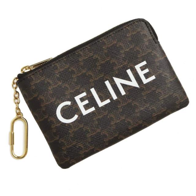 （新品・未使用品）CELINE セリーヌ 10C662CA2 コイン＆カードポーチ トリオンフキャンバス ブラック フック付き コインケース 小銭入れ 財布 ゴールド金具 箱付