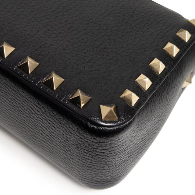 （未使用　展示品）Valentino Garavani ヴァレンティノ ガラヴァーニ 5W2B0J47VSF ロックスタッズ スモール グレインカーフレザー ブラック 2Way 斜め掛け ショルダー ハンドバッグ ゴールド金具_9